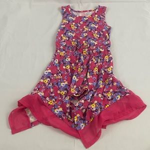 Faded Glory Pink Floral Handkerchief Hem Sundress size 4-5
